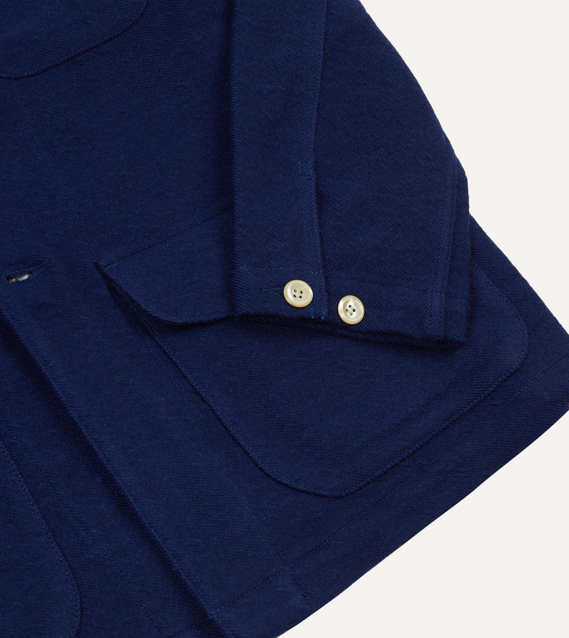 Blue Wool-Linen Three-Pocket Chore Jacket 6