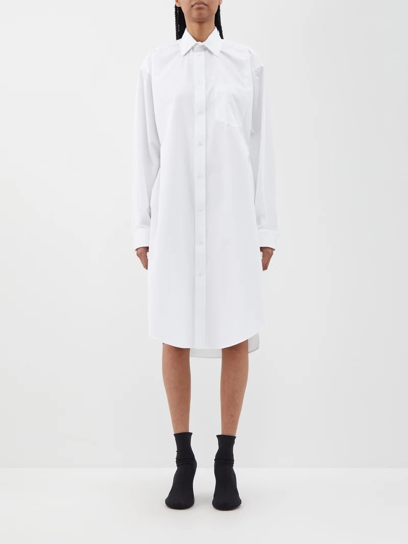 BALENCIAGA Hourglass cotton-poplin midi shirt dress