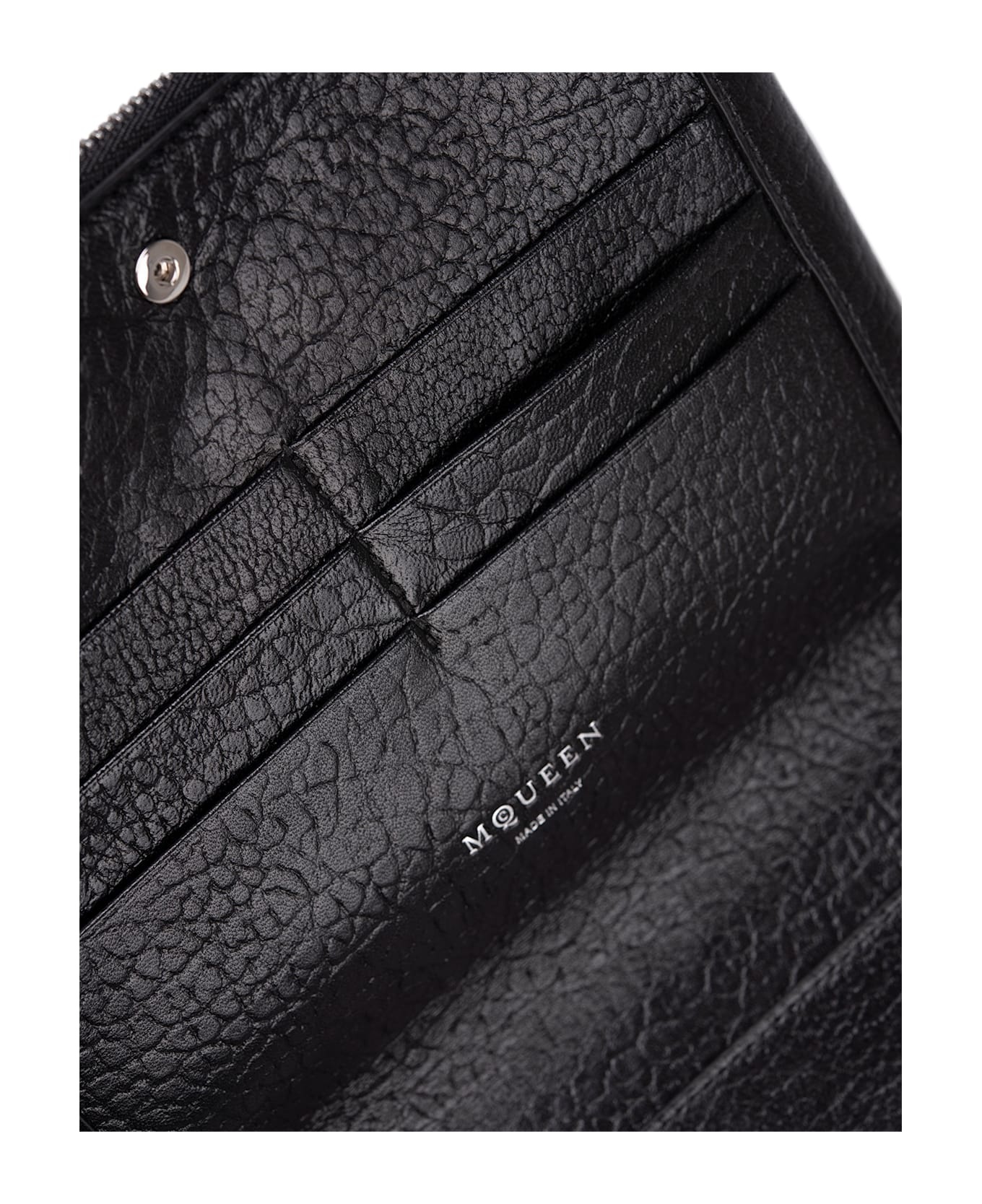 Black Hammered Leather Clutch Bag With Logo - 5