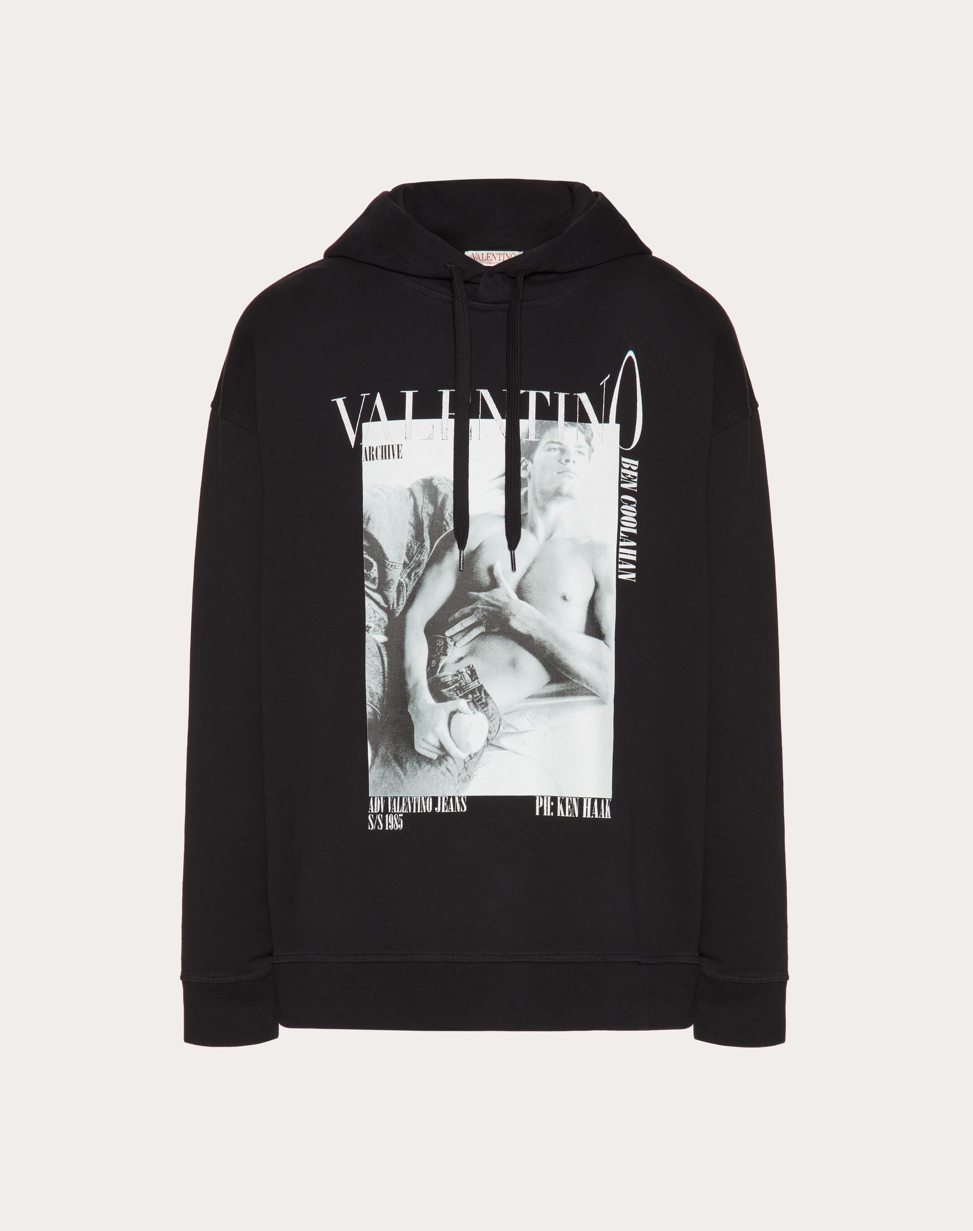 HOODED COTTON SWEATSHIRT WITH VALENTINO ARCHIVE 1985 PRINT - 1