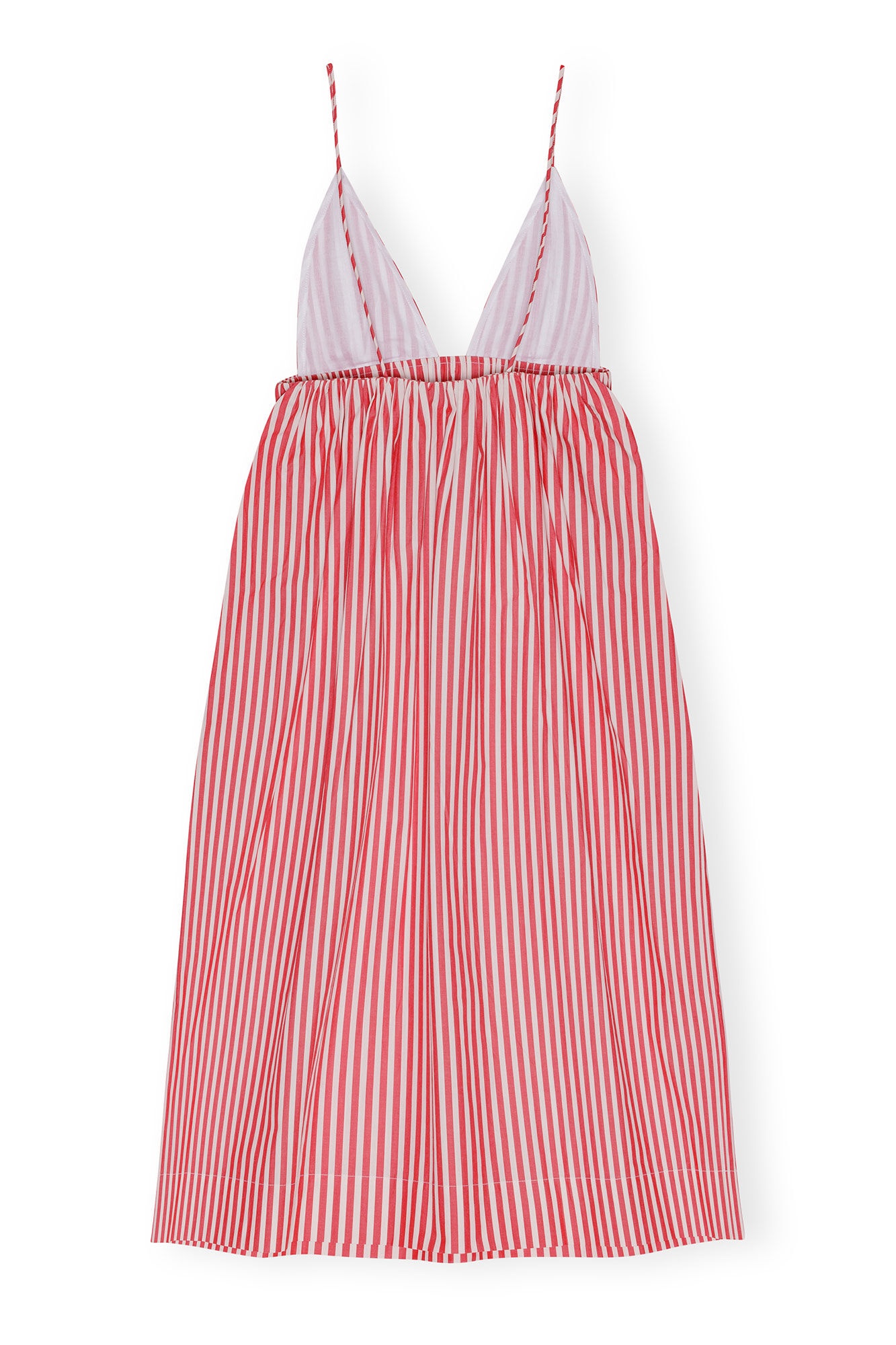 RED STRIPE COTTON STRAP MIDI DRESS - 2