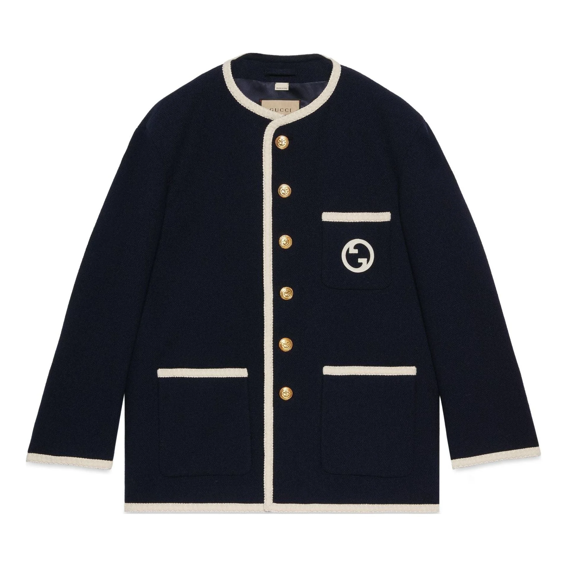 (WMNS) Gucci Retro Tweed Jacket With Embroidery 'Blue' 749578-ZANIZ-4613 - 1