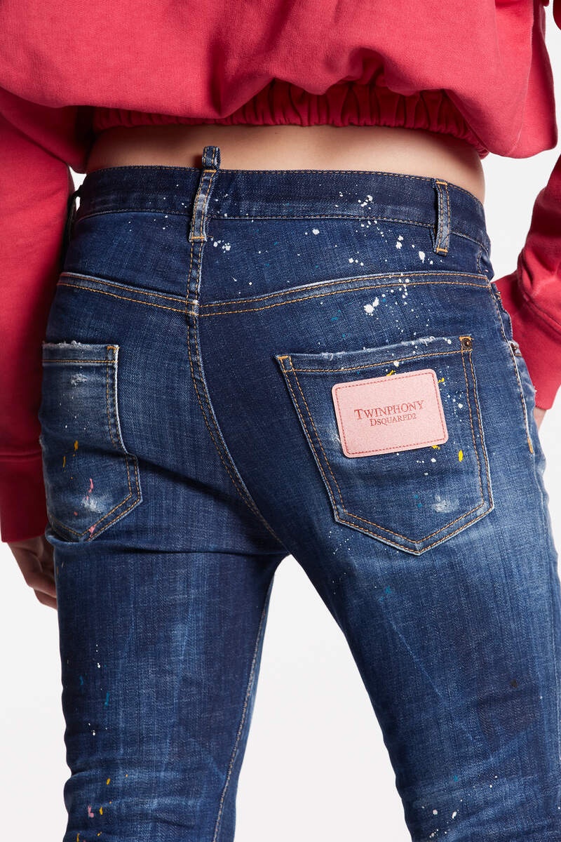 DARK SPOTTED WASH COOL GIRL CROPPED JEANS - 4