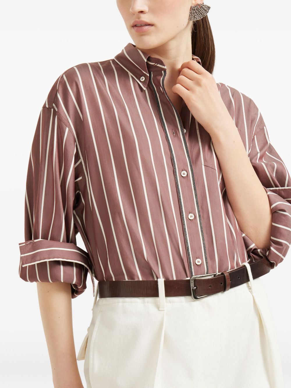 striped poplin shirt - 5