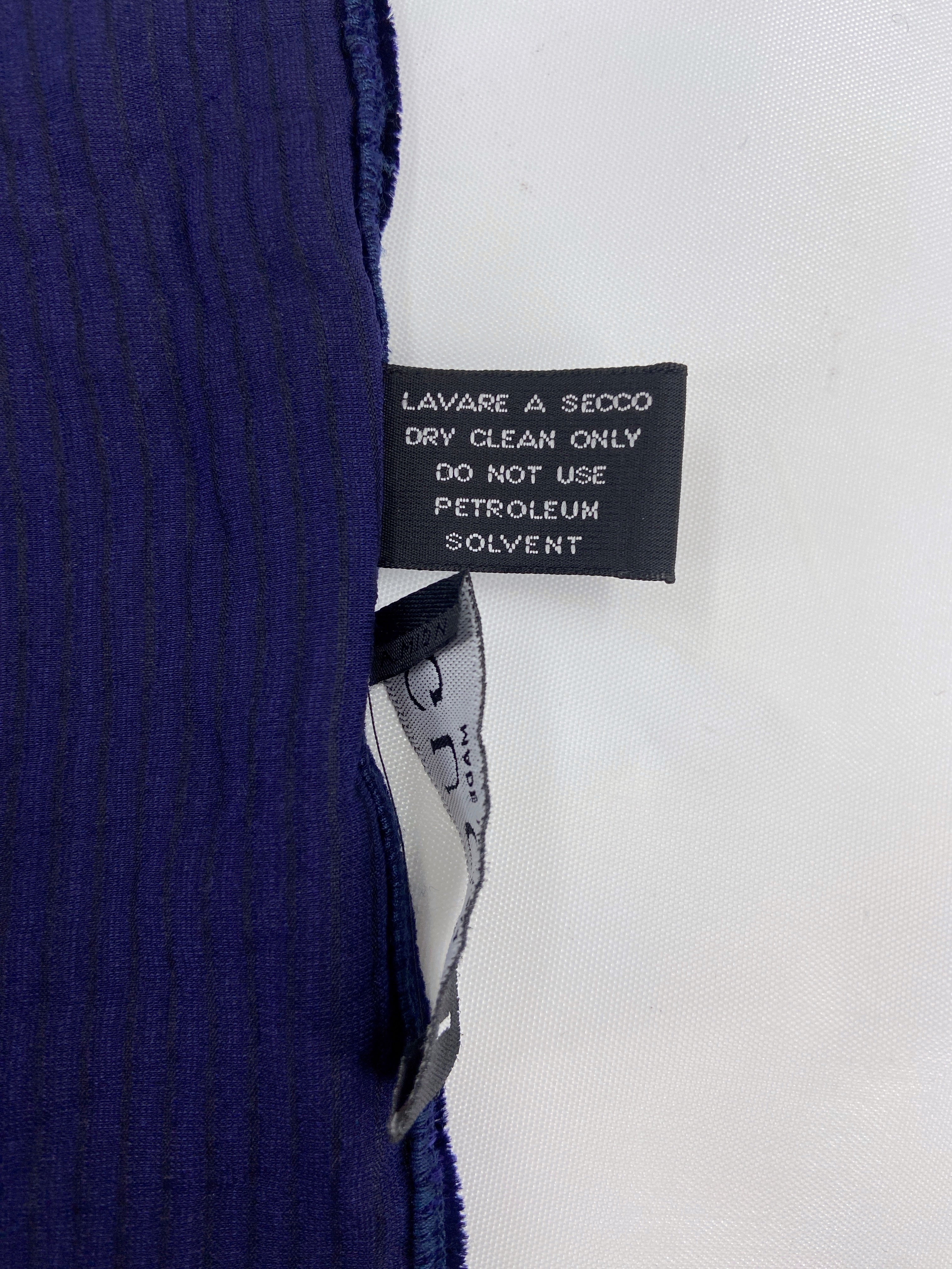 Gucci Fall 1996 Tom Ford Blue Velvet Striped Silk Scarf Neckpiece - 16