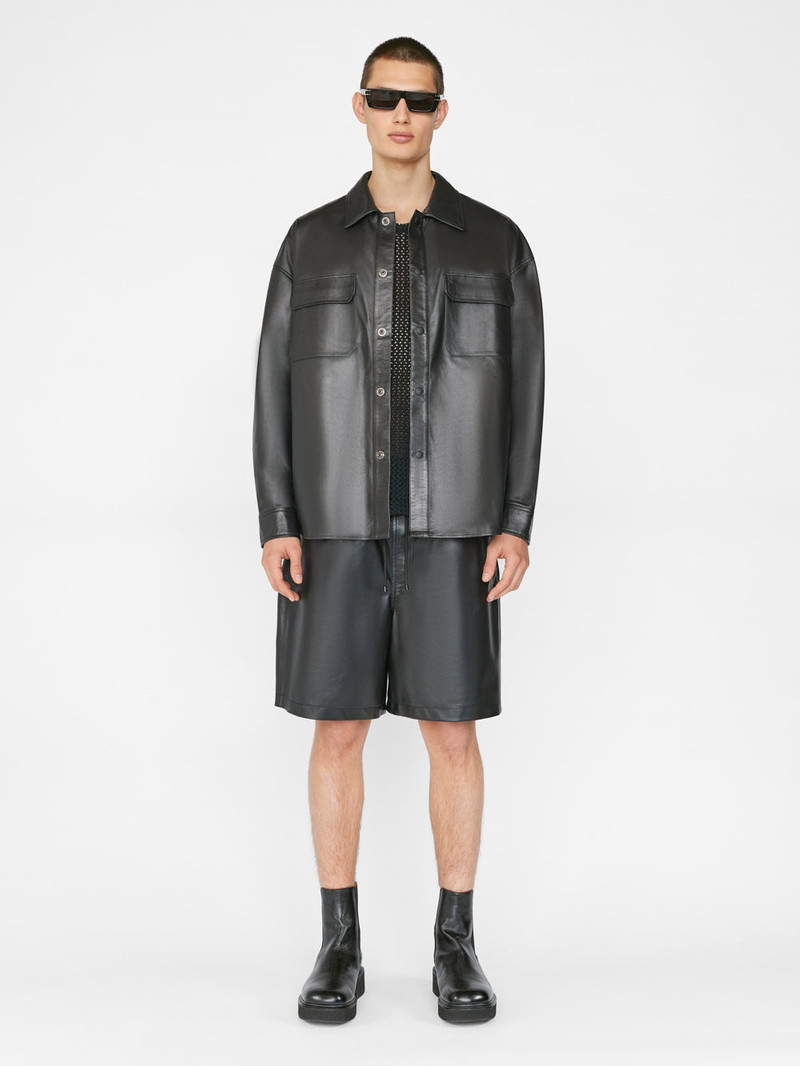 FRAME Leather Shirt in Noir outlook