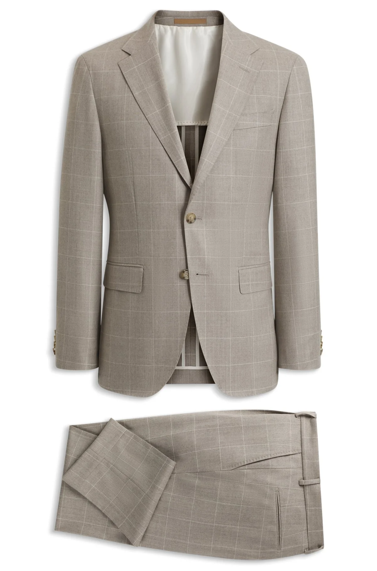 TWO-PIECE SLIM-FIT SUIT IN CHECKED ITALIAN WOOL - 1