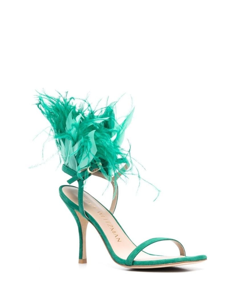 feather-trim 110mm sandals - 2