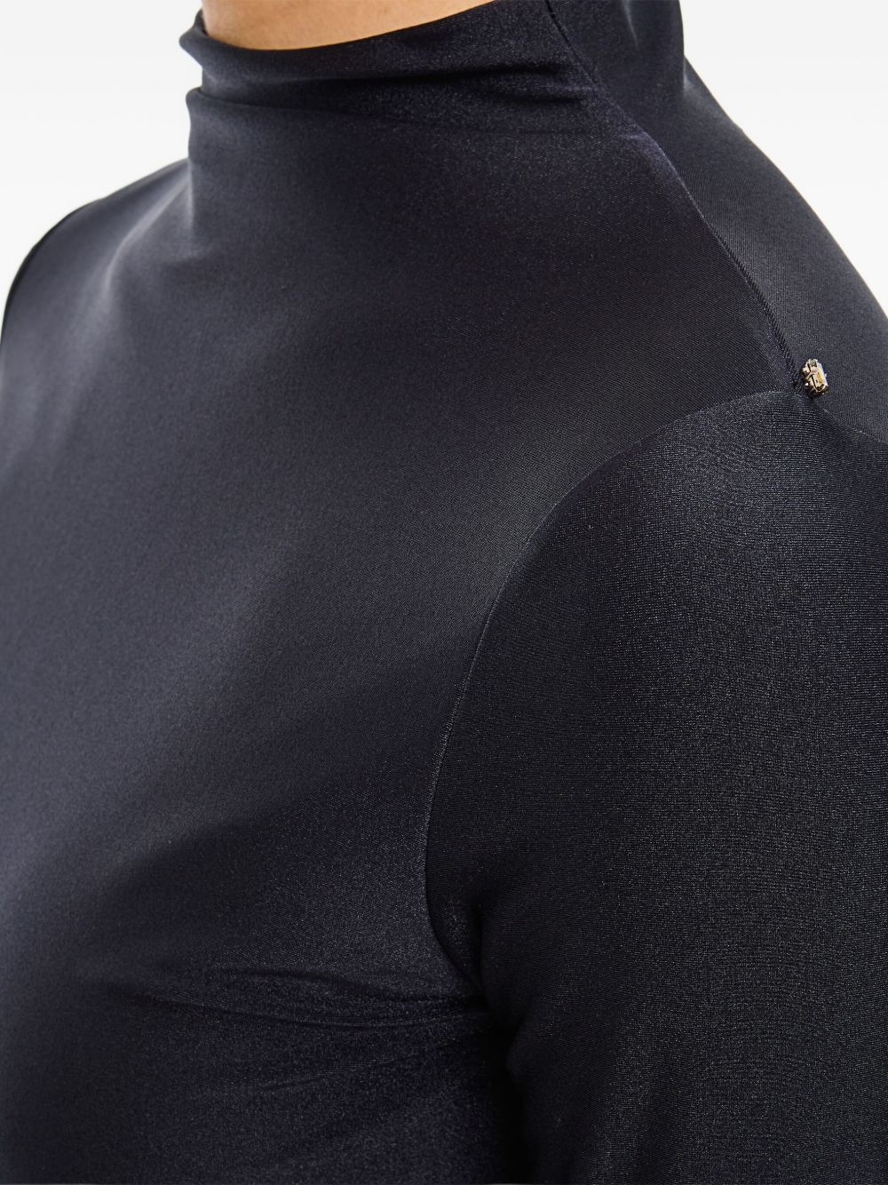 turtleneck ruched-shoulder dress - 4