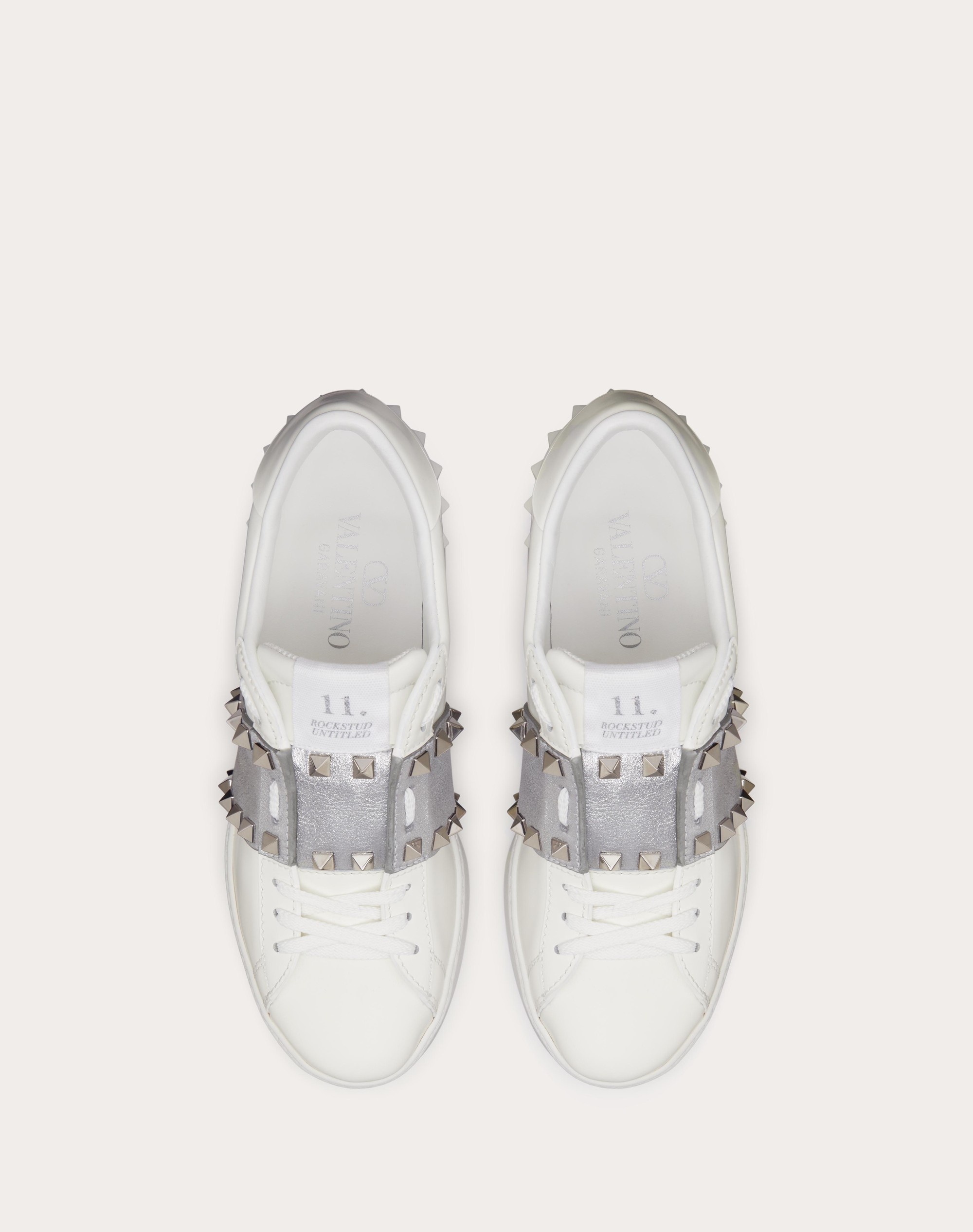 OPEN DISCO WEDGE SNEAKER IN CALFSKIN WITH METALLIC BAND AND MATCHING STUDS 85MM - 4