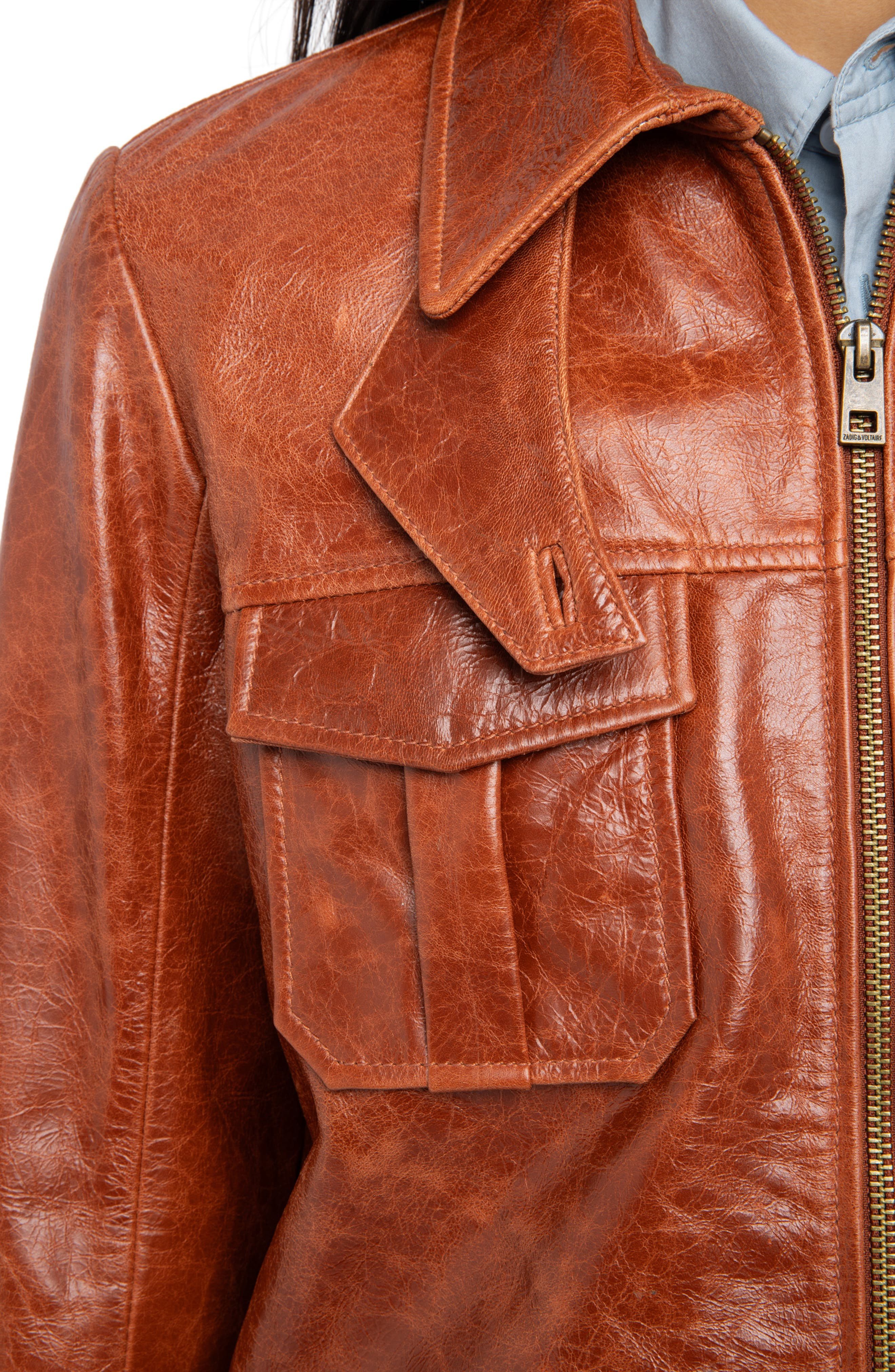 Zadig & Voltaire Lienna Leather Jacket in Burn at Nordstrom - 4