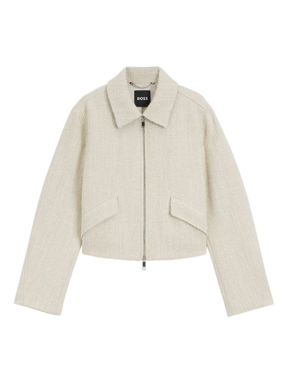 textured cropped jacket - 1