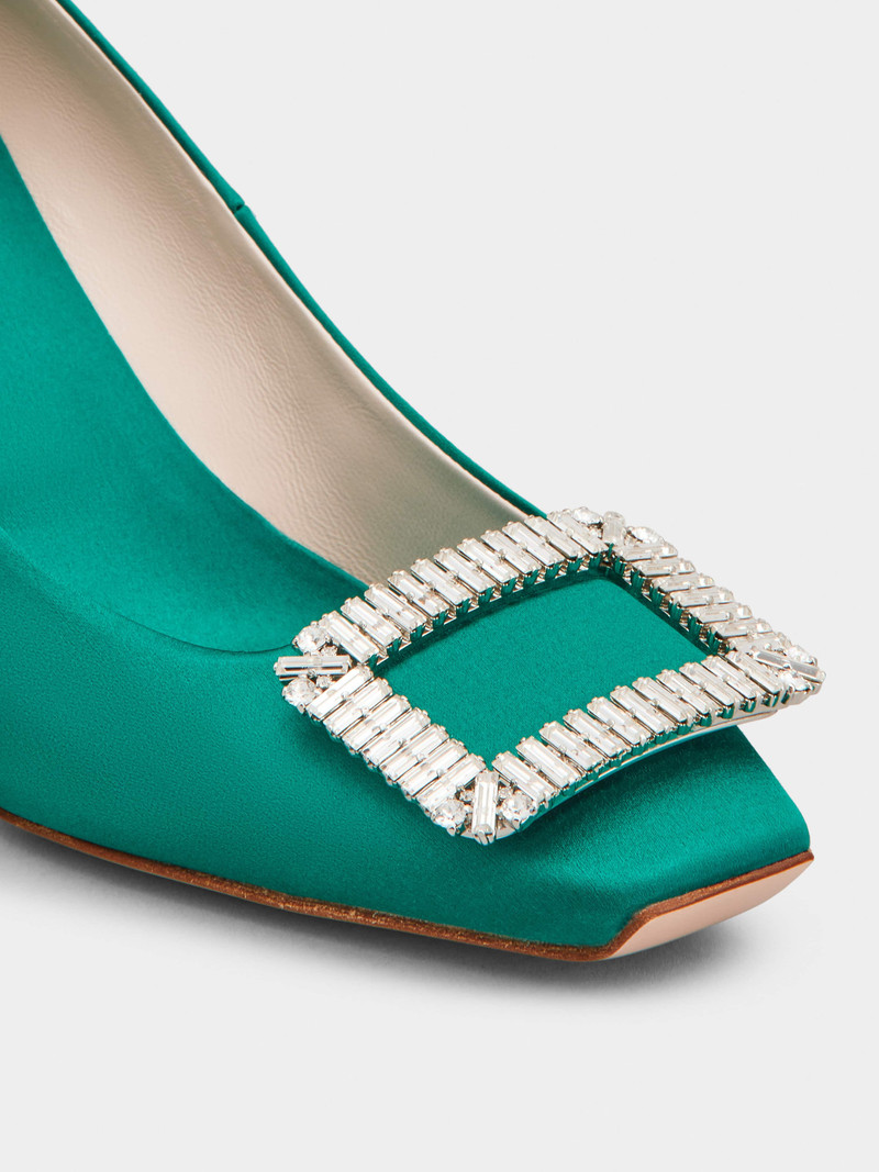 Trompette Crystal Buckle Pumps in Satin 3