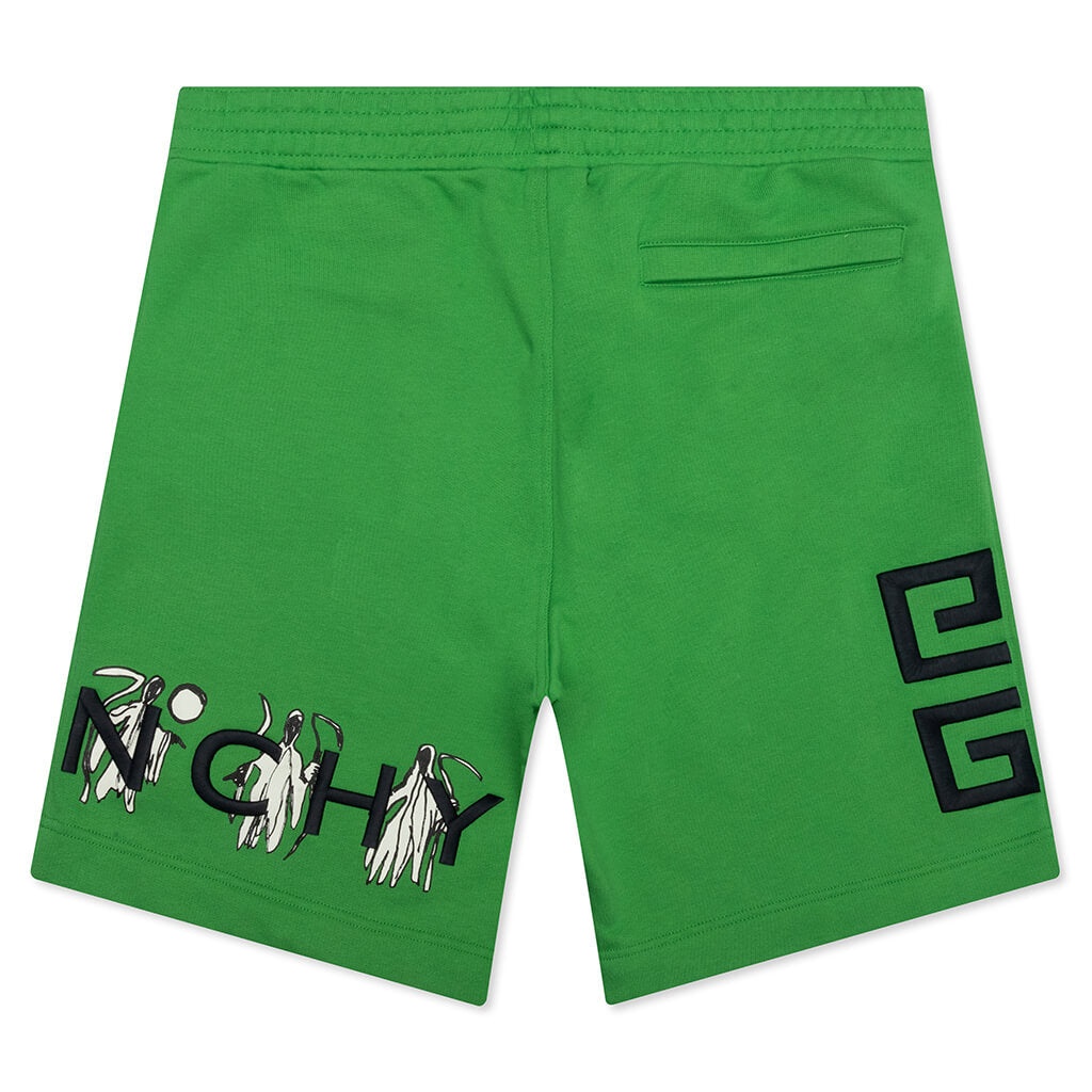 GIVENCHY BOXY FIT BRANDING EMBROIDERY SHORTS - APPLE GREEN - 2