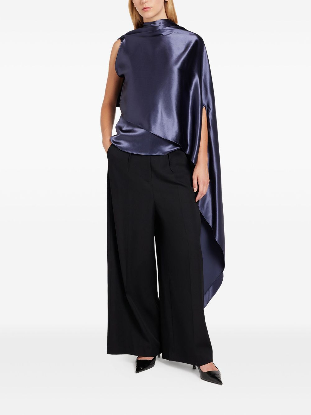 draped satin-effect top - 2