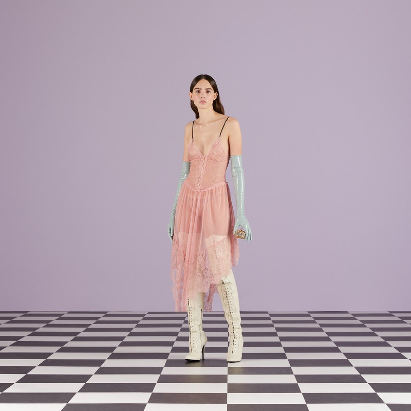 GUCCI Silk chiffon lingerie dress outlook