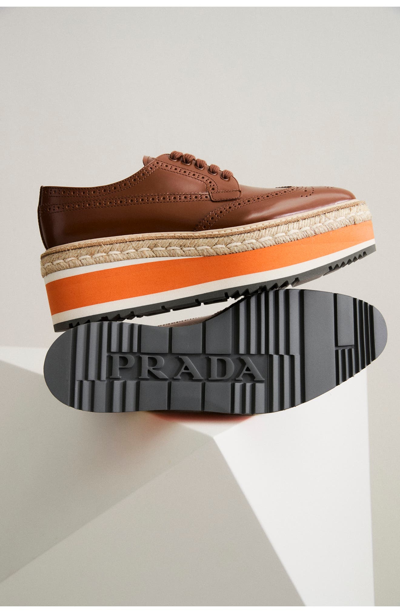 Prada Re-Edition Platform Wingtip Oxford in Tabacco at Nordstrom - 2