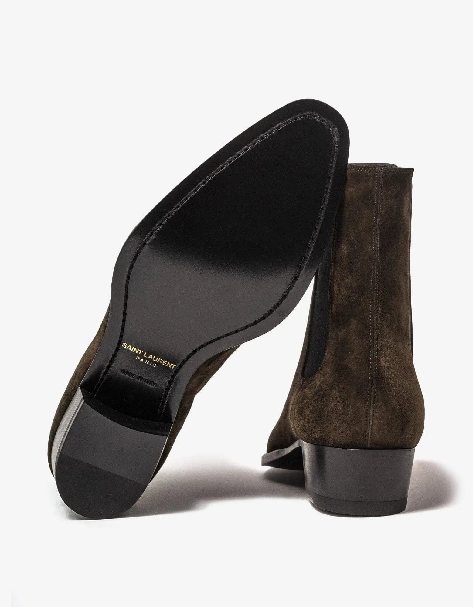 Saint Laurent Brown Suede Wyatt Chelsea Boots - 3