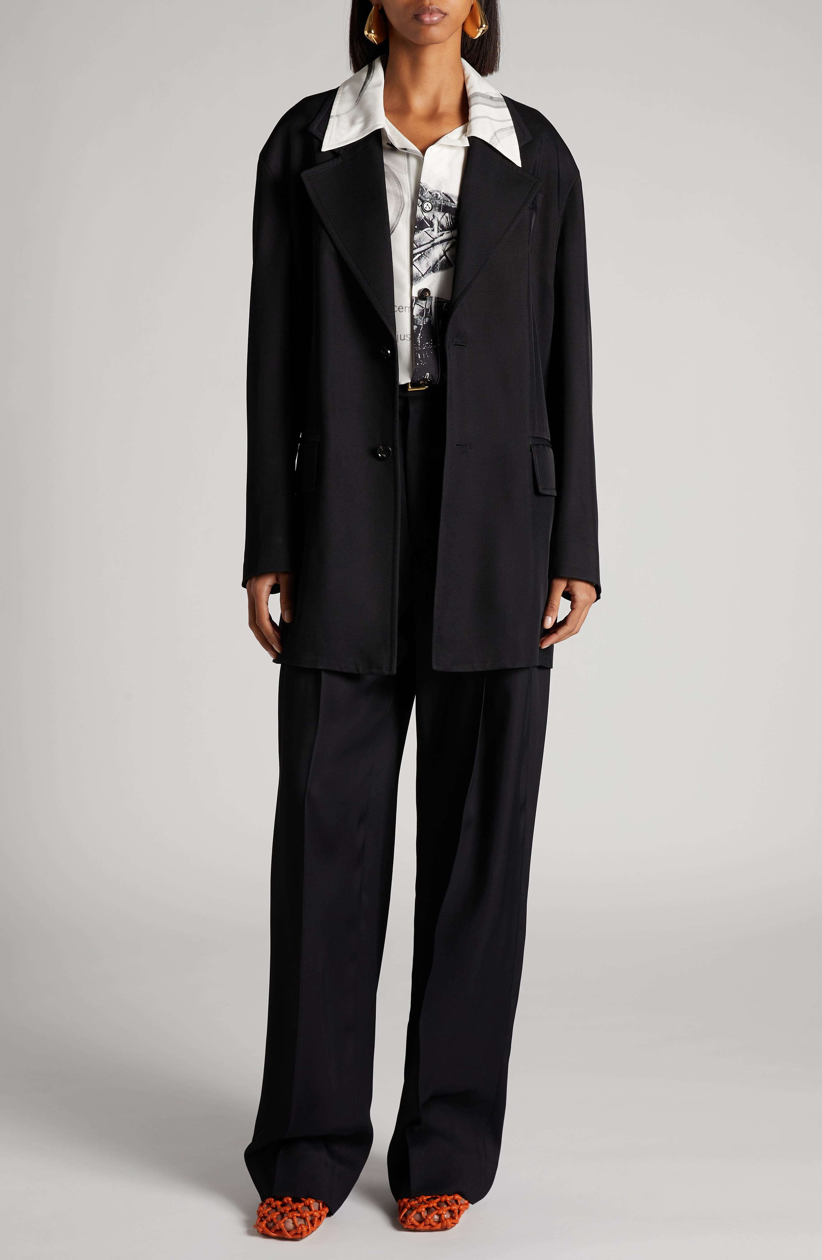 Bottega Veneta Viscose & Mulberry Silk Twill Jacket in 1000 Black at Nordstrom - 2