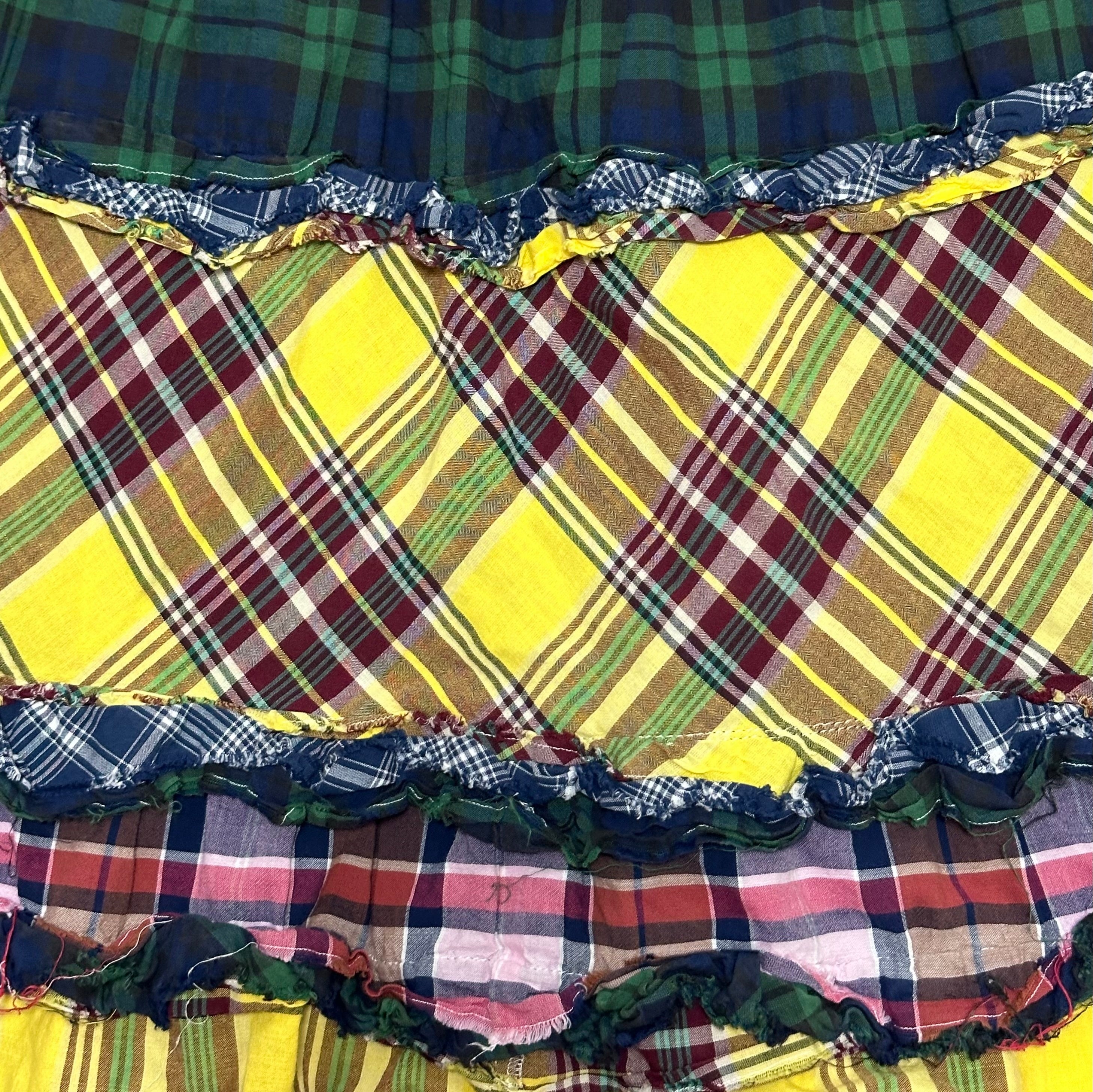 COMME DES GARÇONS Patchwork Checkered Flared Midi Skirt - 4