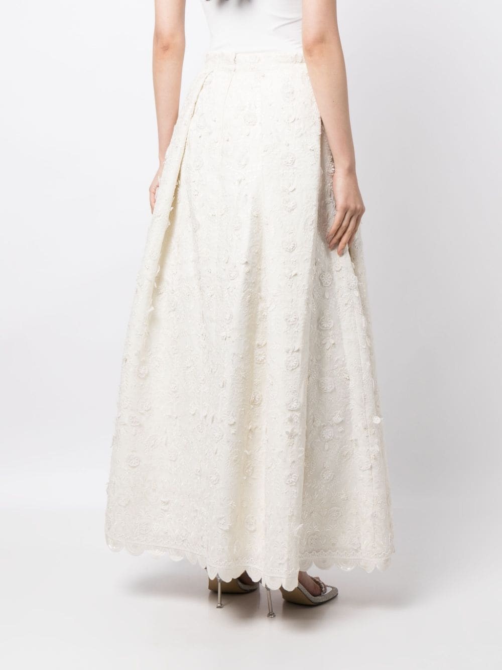 Pyaar floral-appliquÃ© full skirt - 4