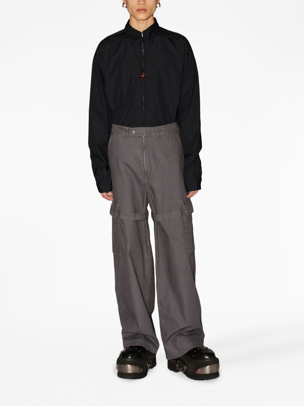 belted-leg cargo trousers - 2