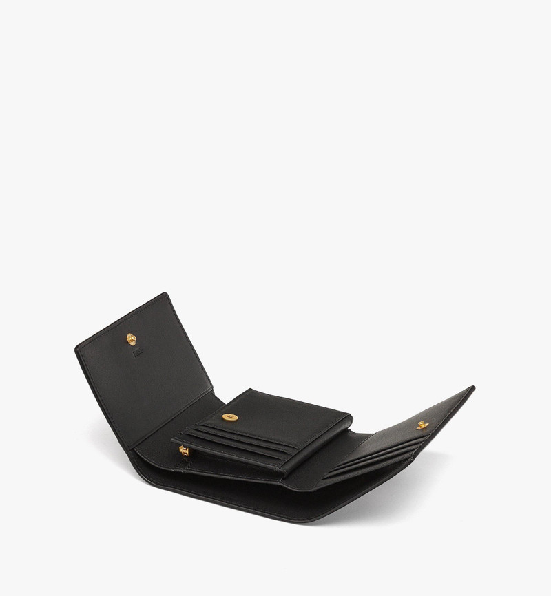 MCM Himmel Trifold Wallet in Embossed Logo Leather outlook