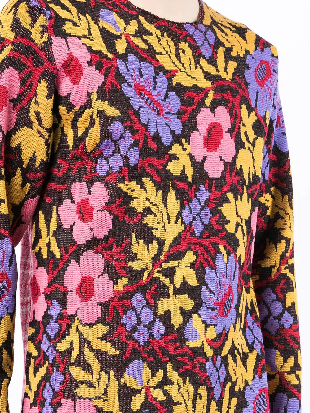 floral motif crew-neck jumper - 5