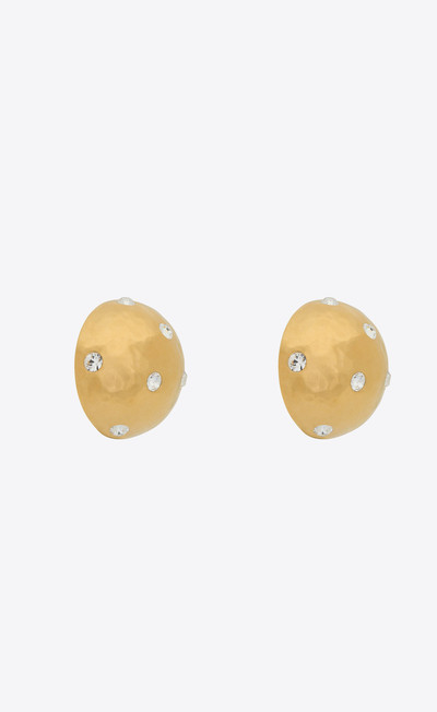 SAINT LAURENT rhinestone dome earrings in metal outlook