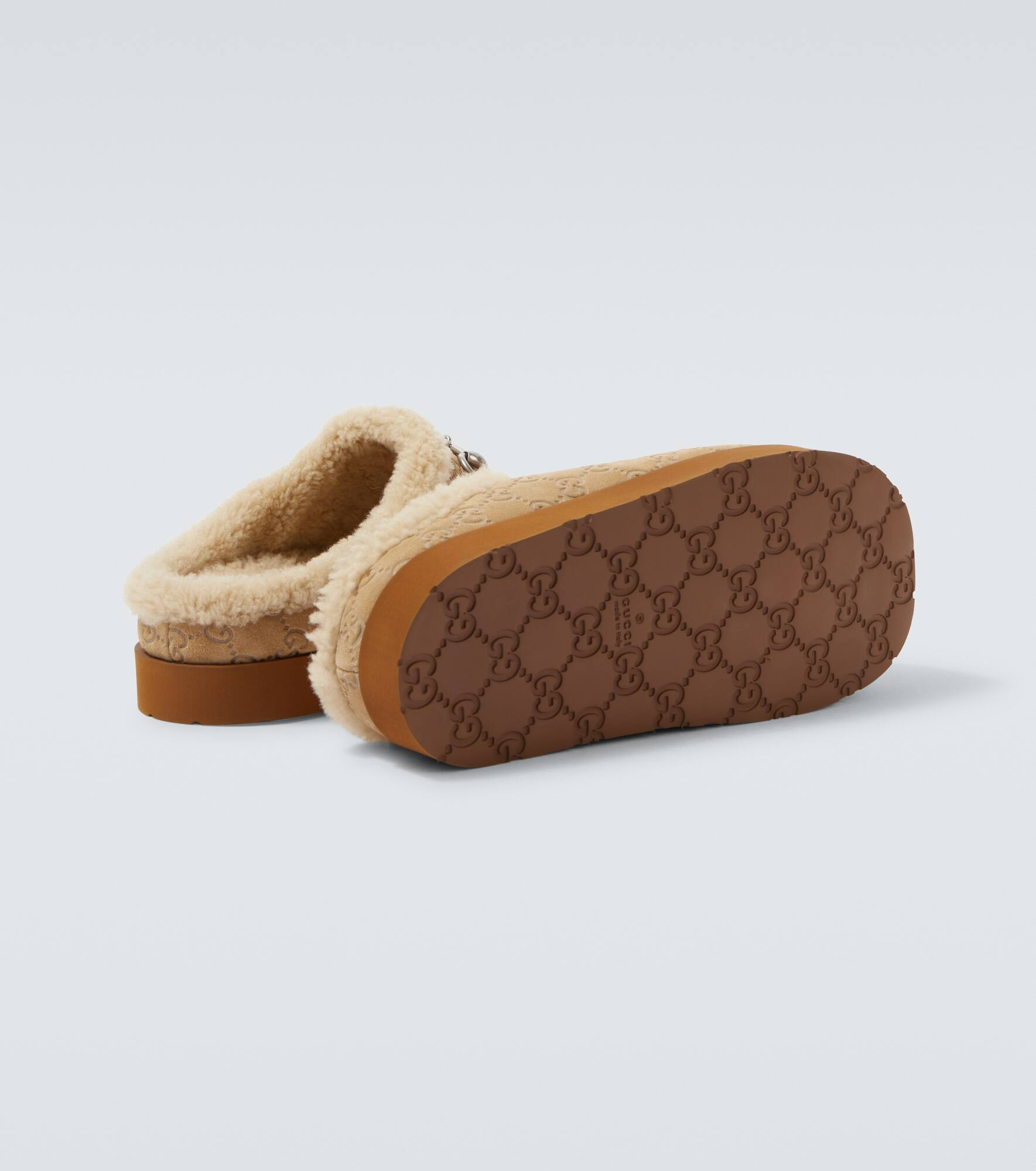 GG shearling-trimmed suede mules - 7
