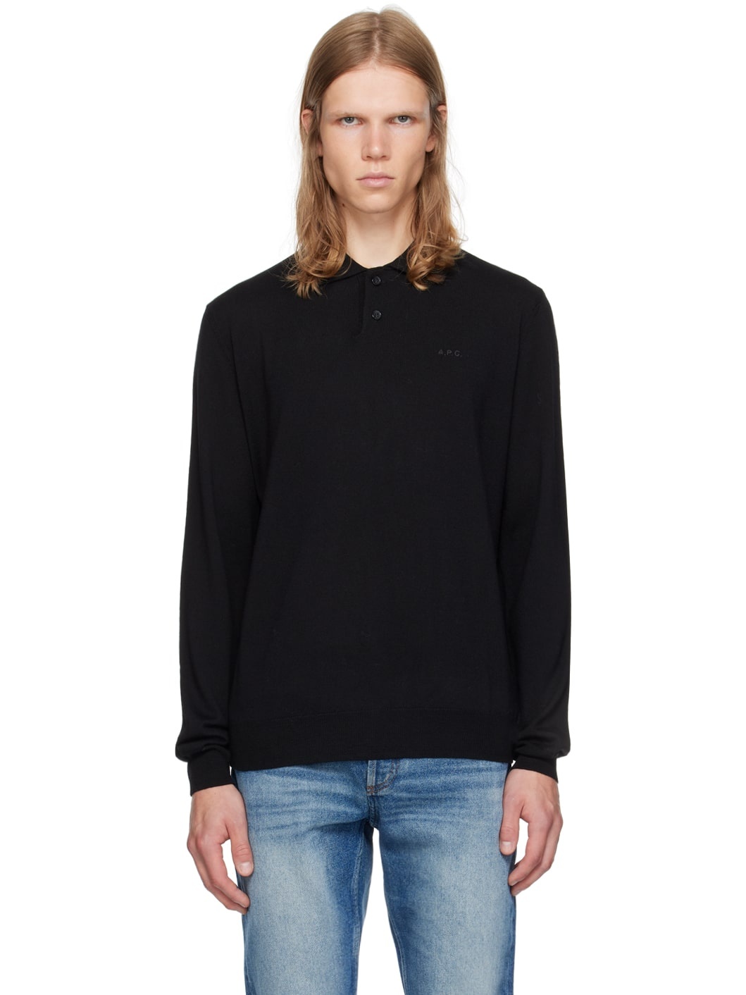 Black Jacob Embroidered Logo Polo - 1