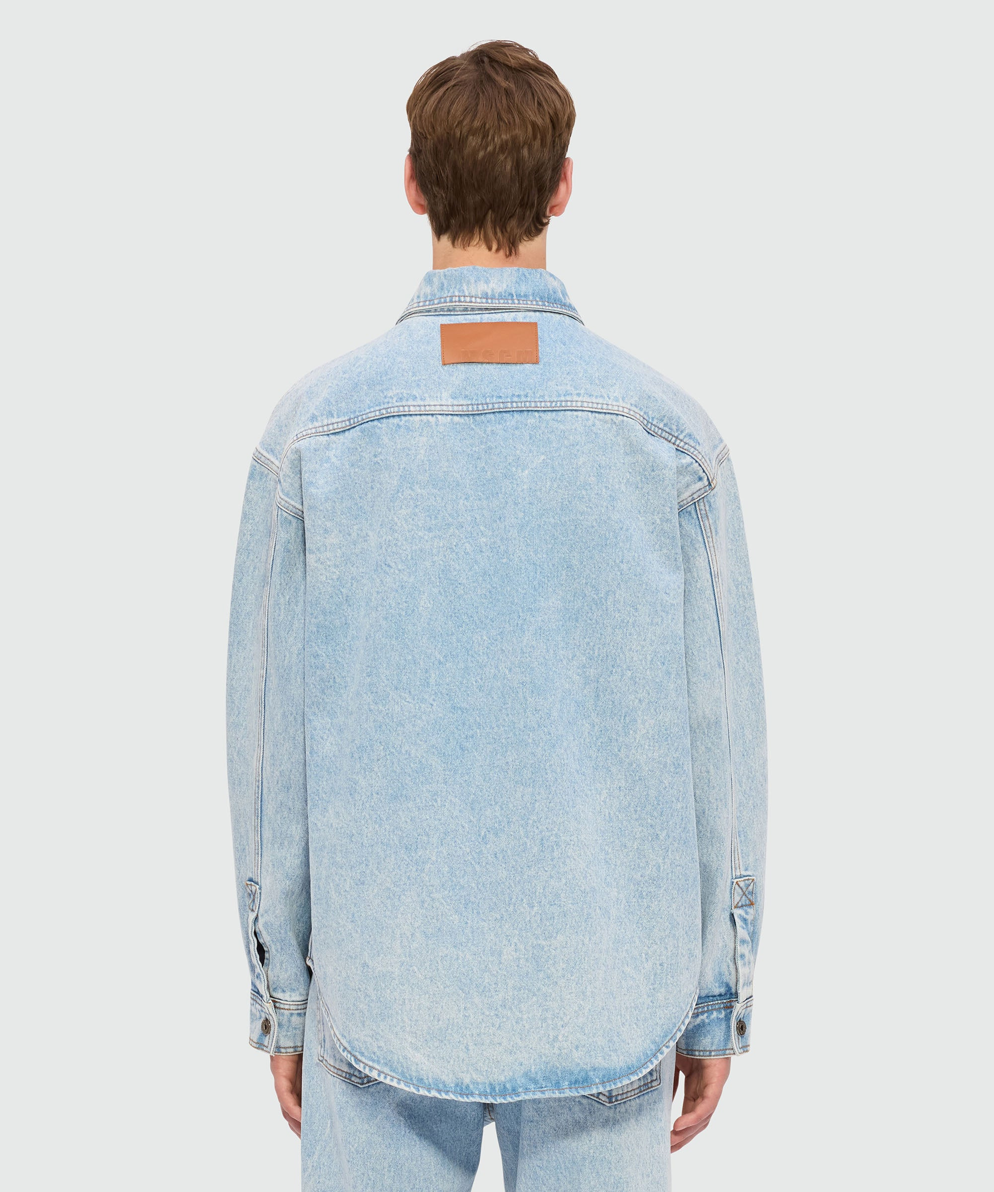 Light blue marbled denim shirt - 2