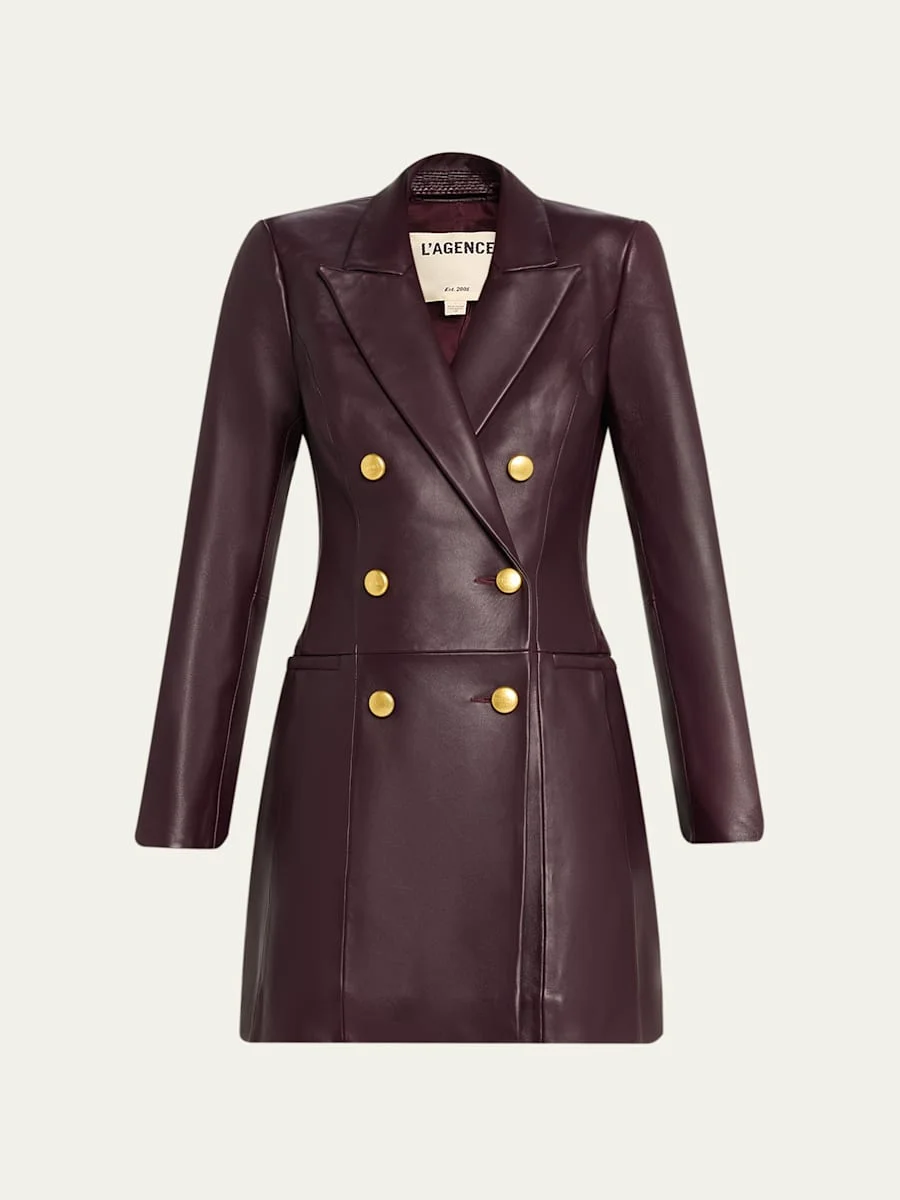 Tora Double-Breasted Leather Blazer Dress - 1