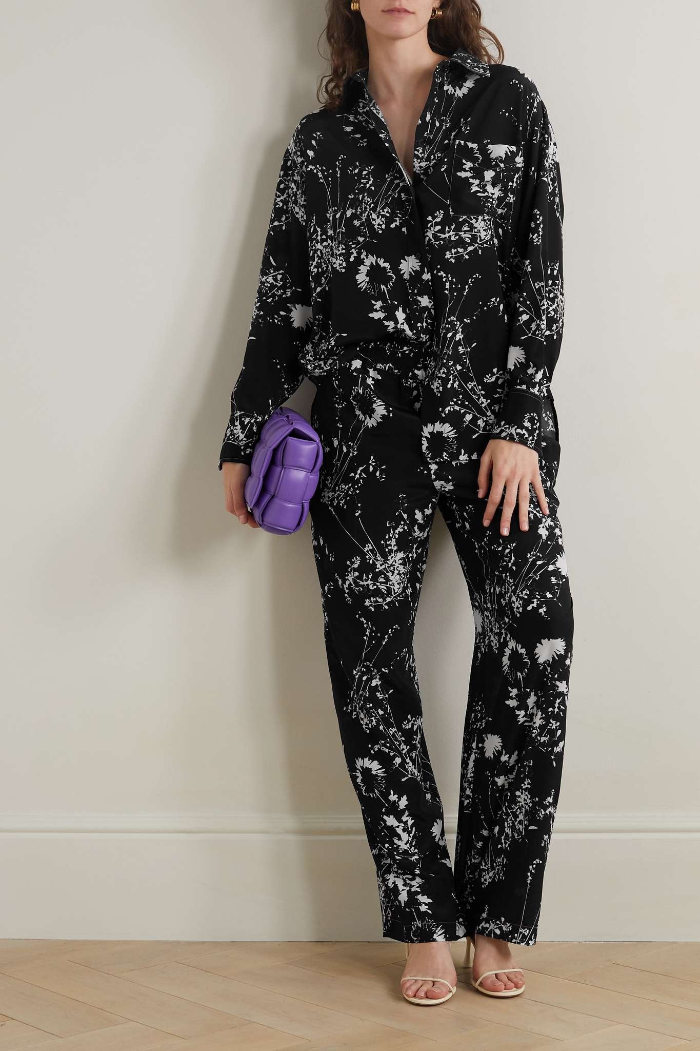 Floral-print silk crepe de chine pajama pants - 2