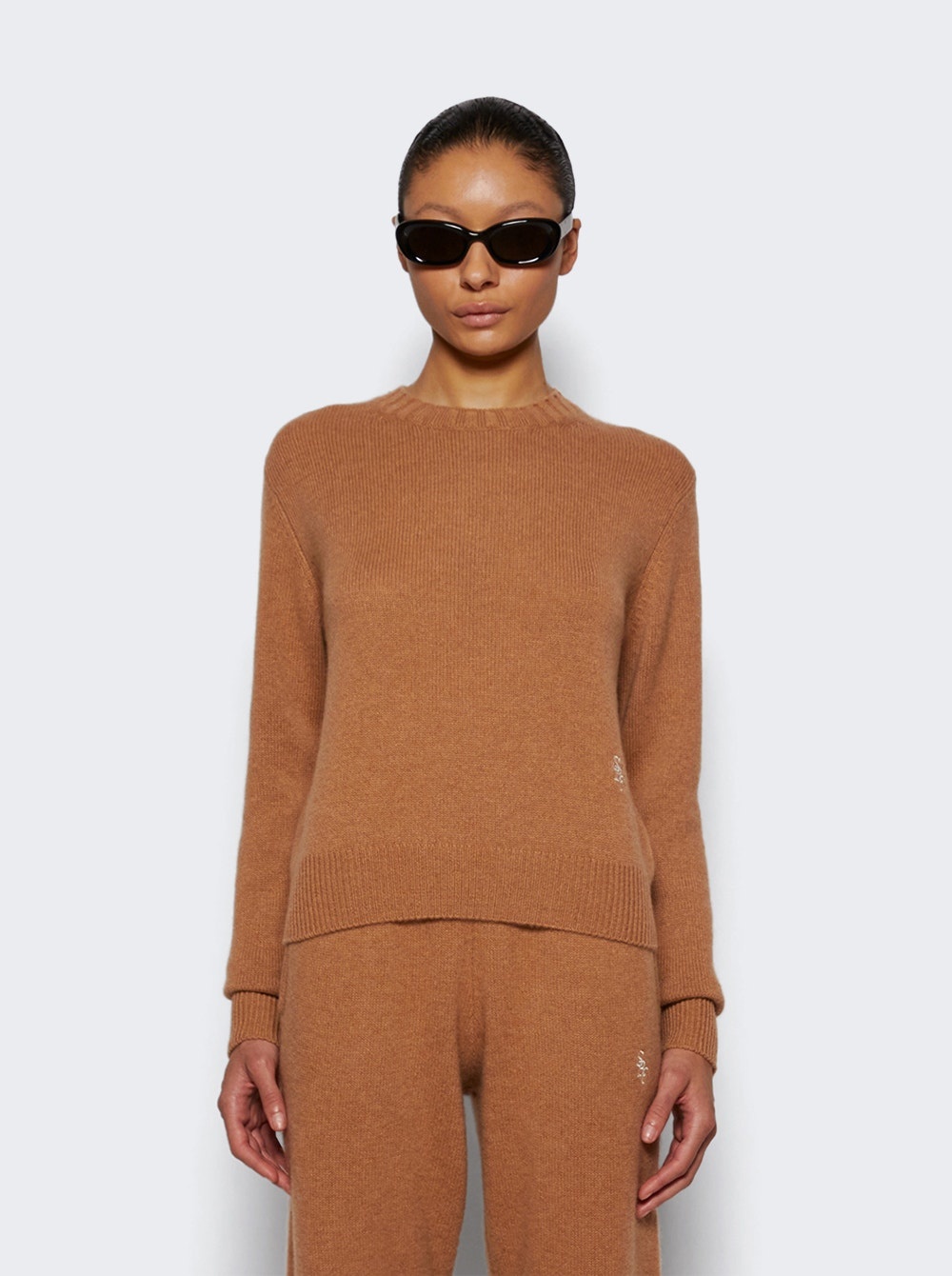 Crewneck Sweater Camel And White - 3