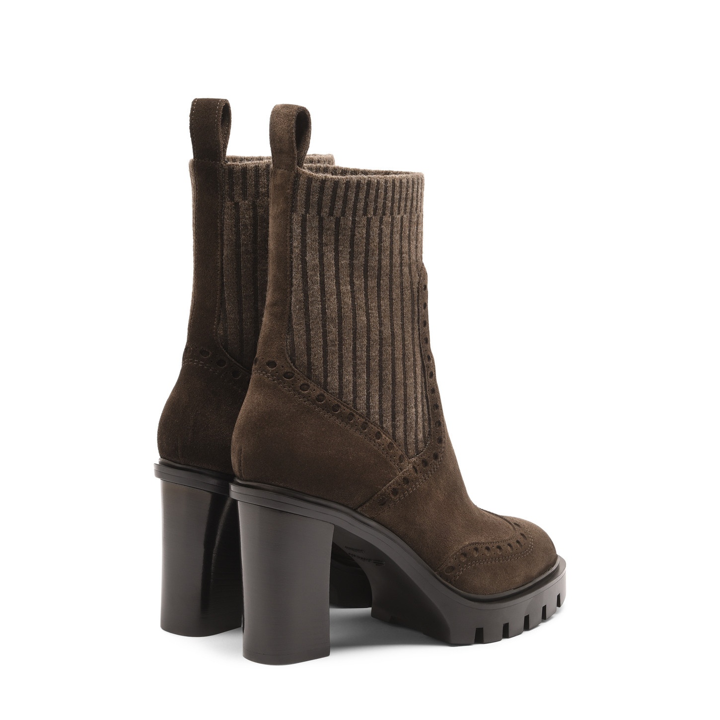 Women's dark brown suede high-heel ankle boot - 3