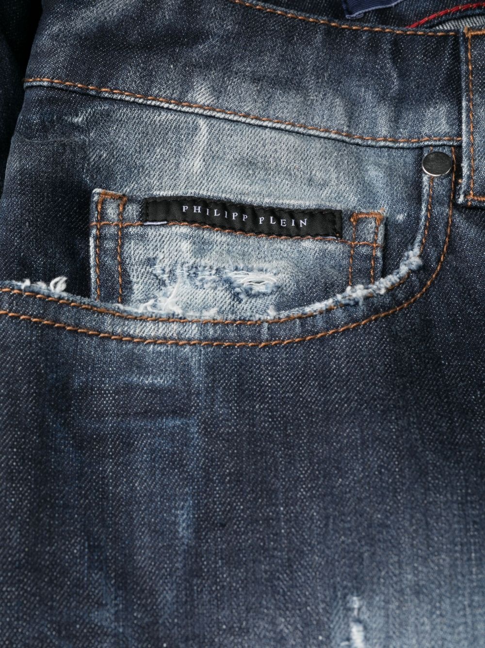 distressed straight-leg jeans - 6