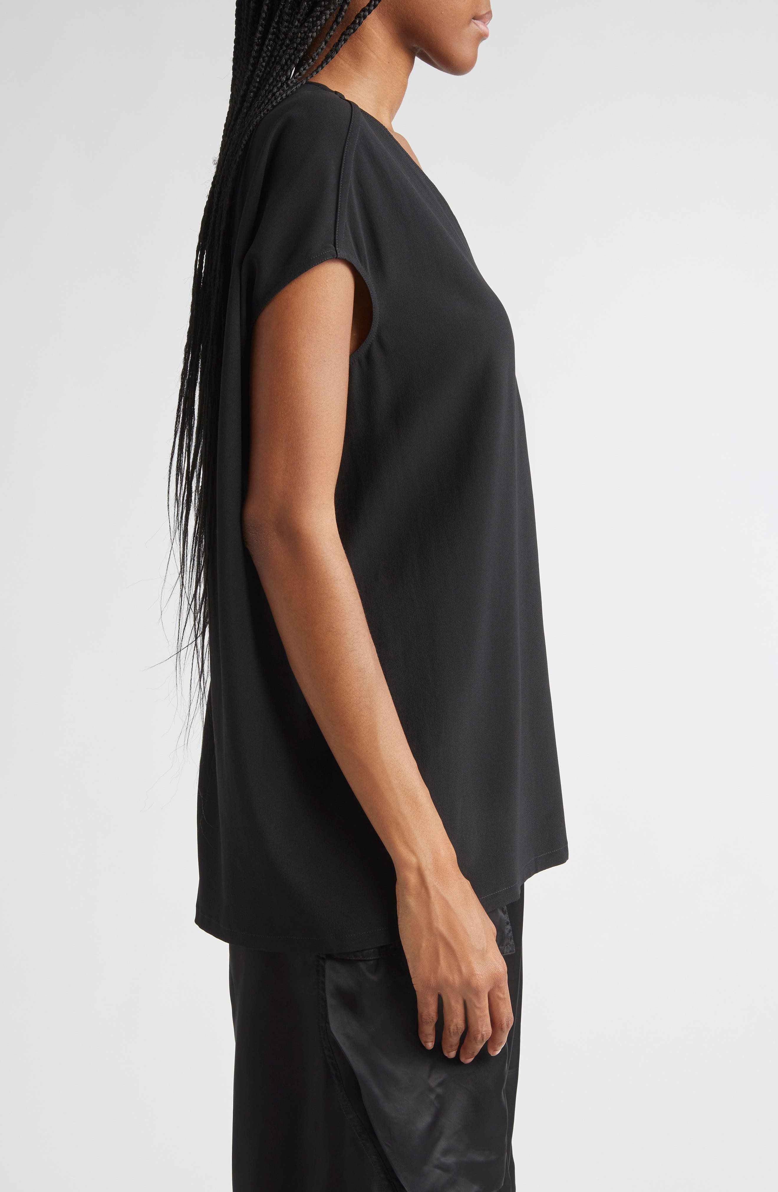 Rick Owens Floating Washed Charmeuse Top in Black at Nordstrom - 4