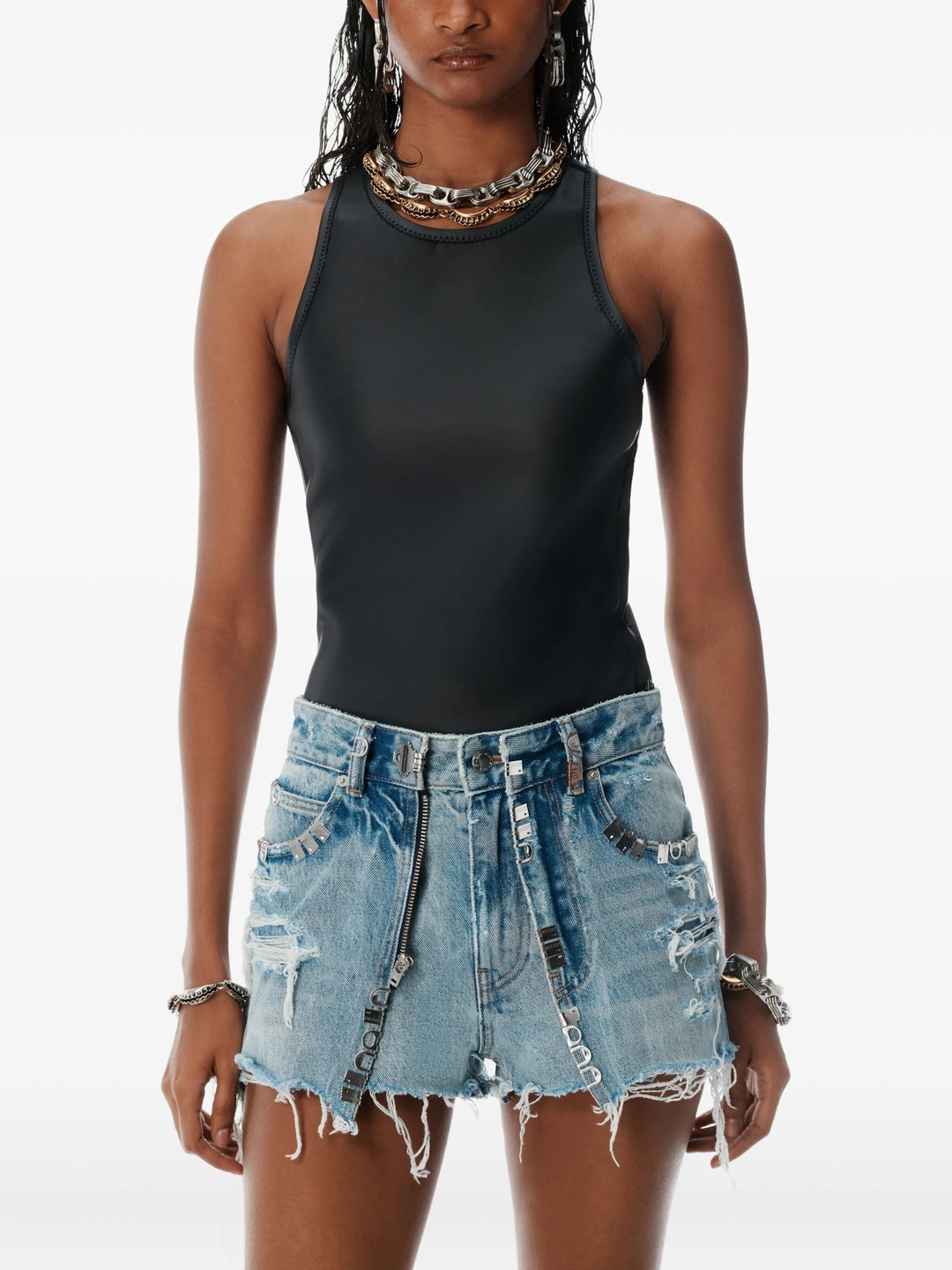 Distressed Double Layer Skort - 4