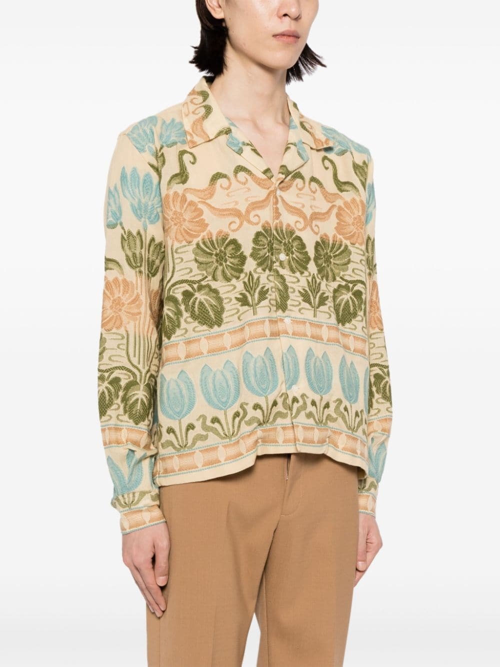 patterned-jacquard cotton shirt - 3