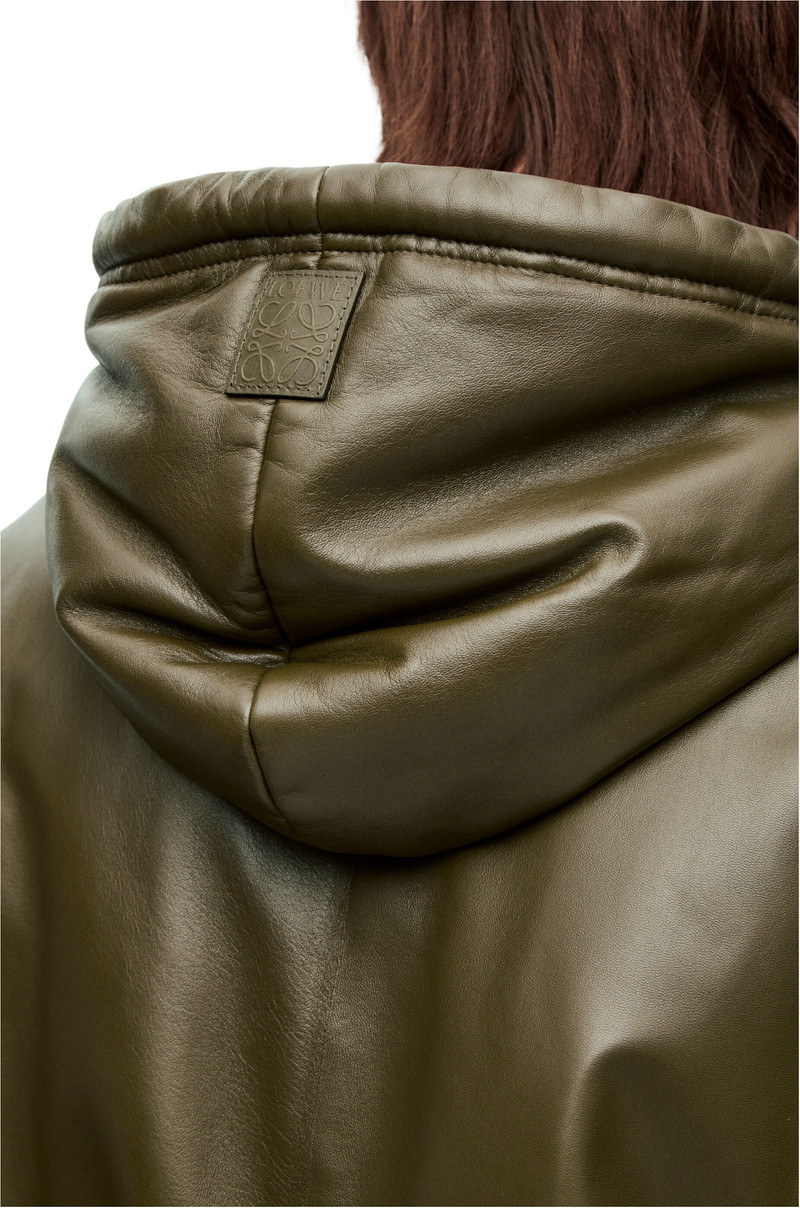 Zip-up puffer hoodie in nappa 5