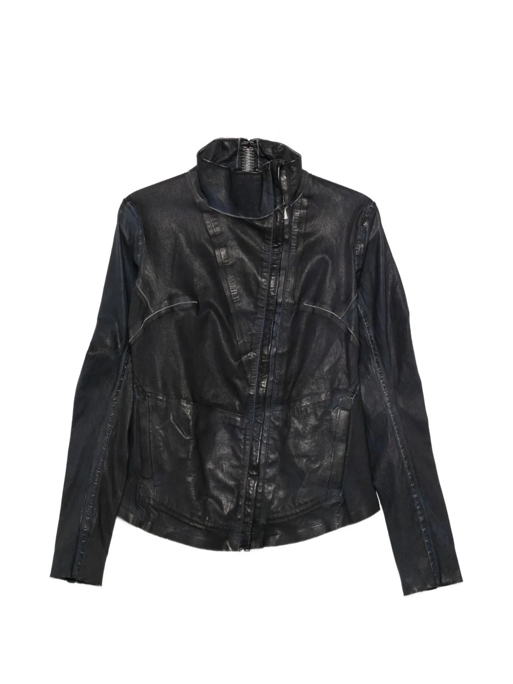 high-neck leather jacket - 1
