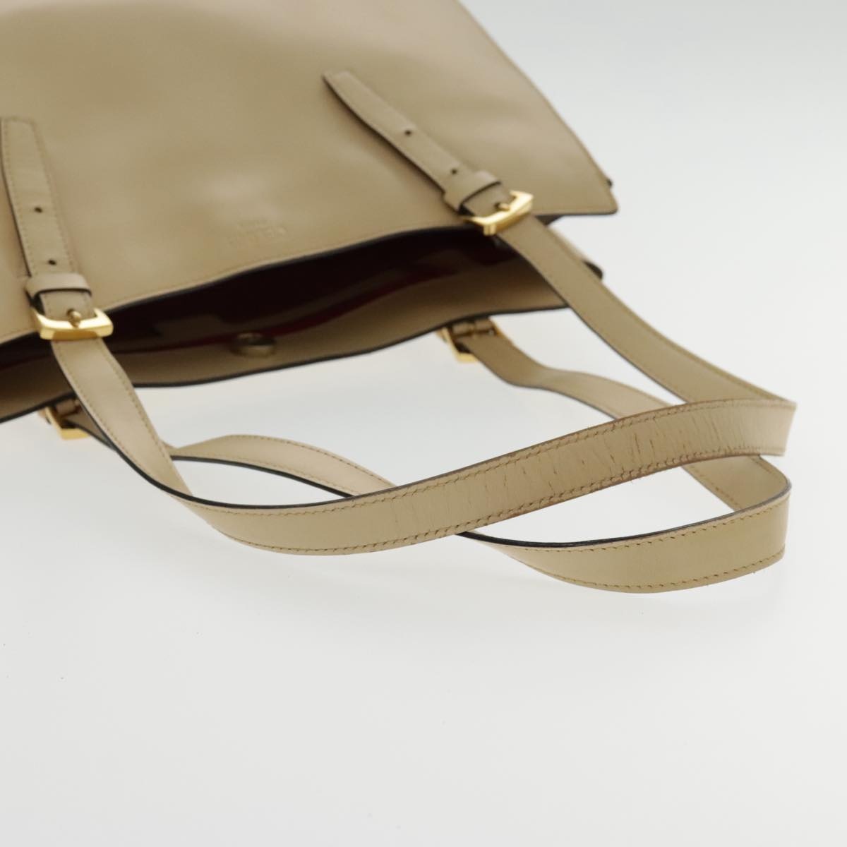 CELINE Tote Bag Leather Beige Gold - 7