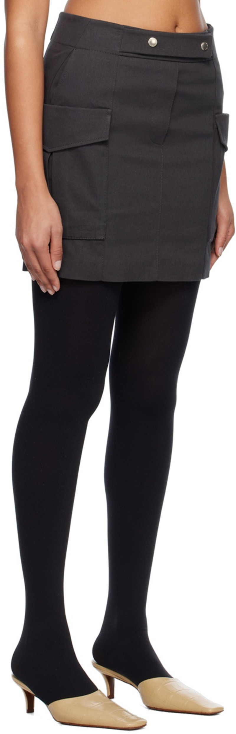 SYSTEM Gray Cargo Pocket Miniskirt outlook