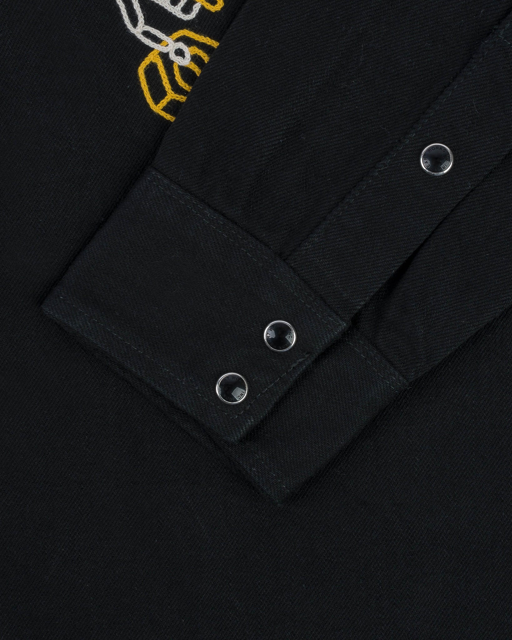 IHSH-IHxDM-01 Iron Heart x DicE 12oz Selvedge Denim Embroidered Western Shirt "The Johnny Cash III"  - 11