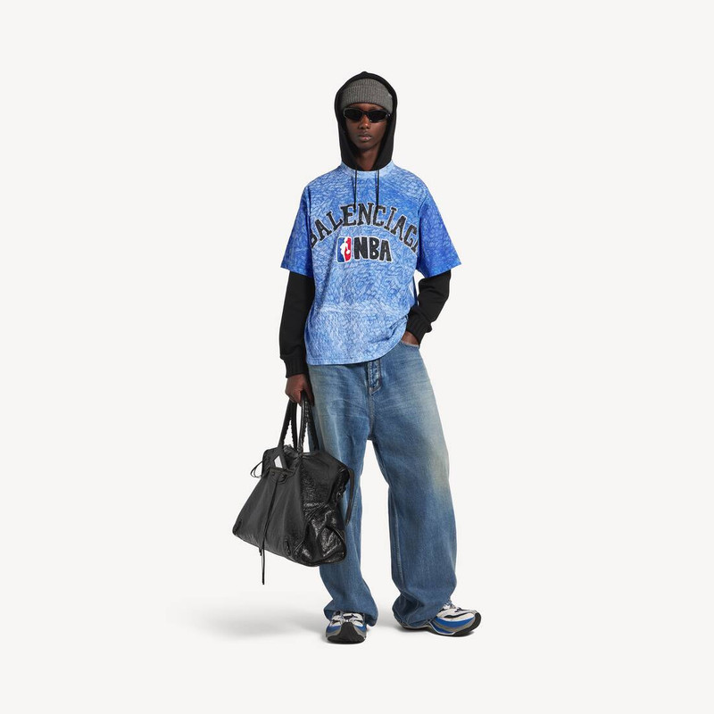 BALENCIAGA Men's Balenciaga | Nba Collaboration Oversized T-shirt in Blue outlook