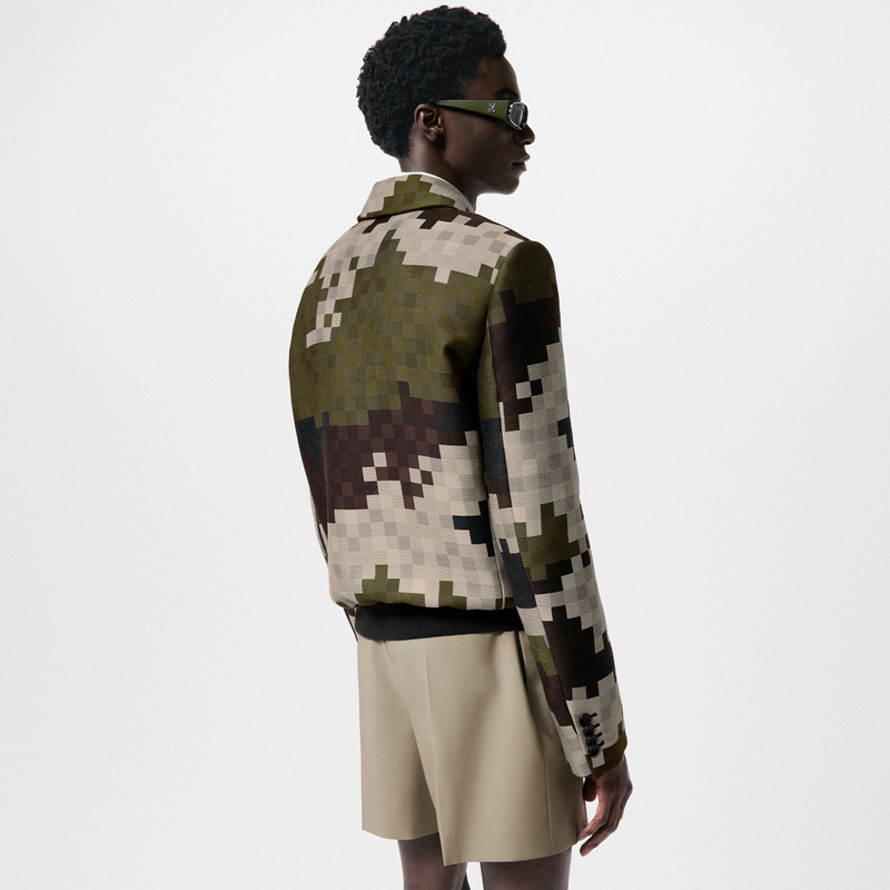 Silk Blend Tailored Damier Blouson 5