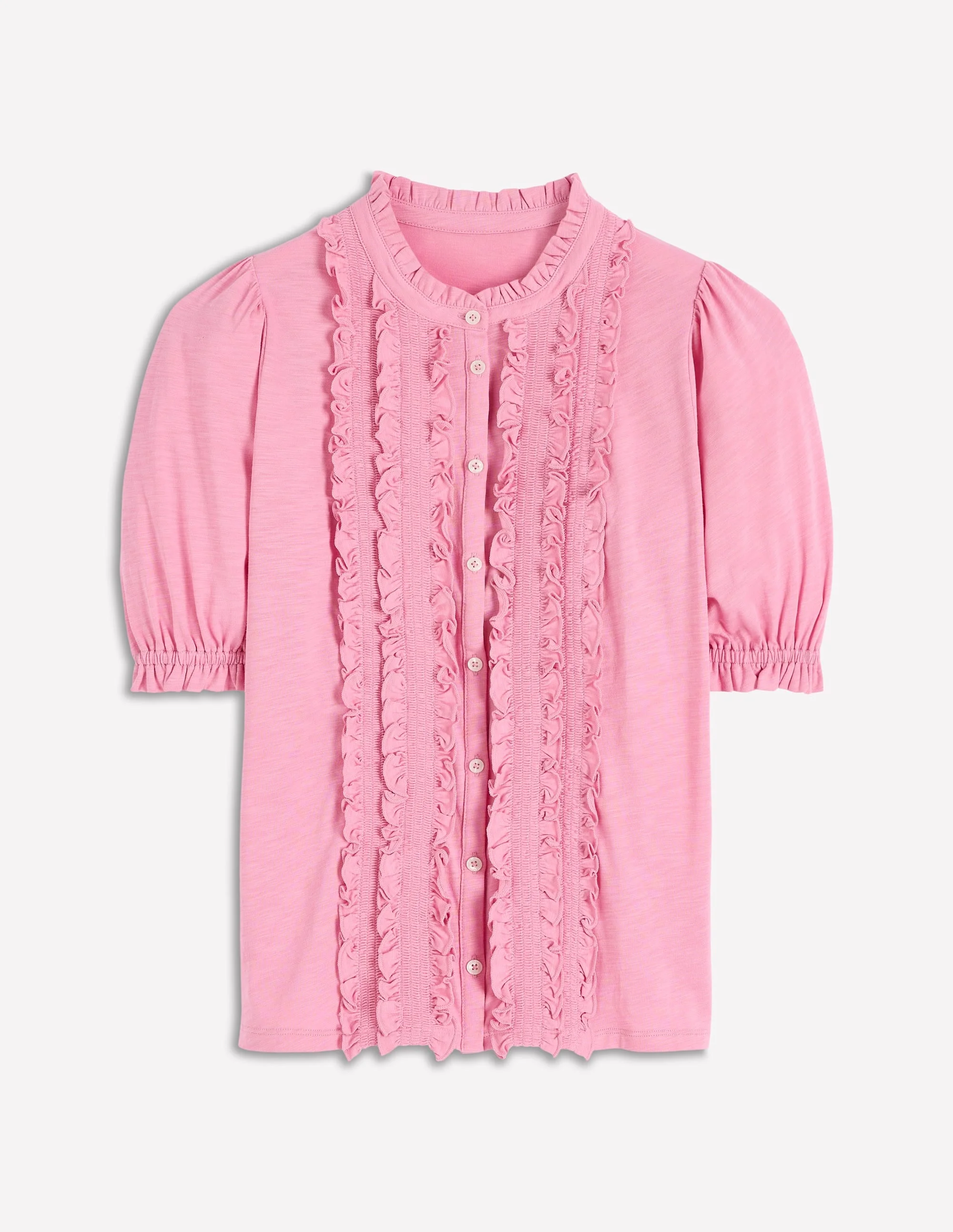 Eda Ruffle Front Shirt-Formica Pink - 1