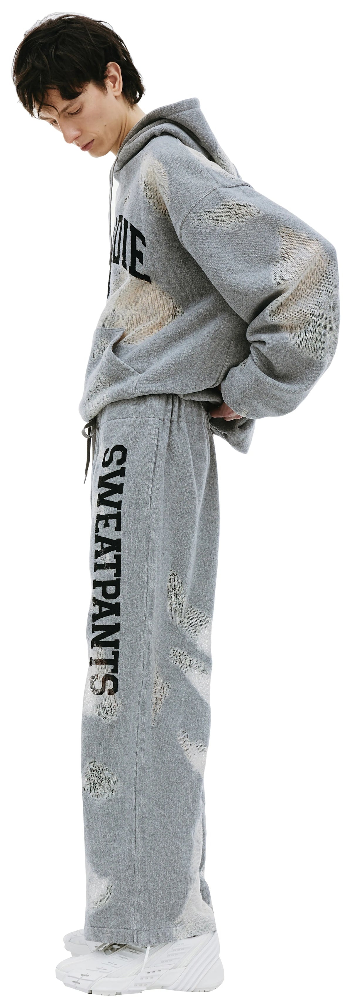 doublet RIPPED OFF SWEATPANTS (GREY) | REVERSIBLE