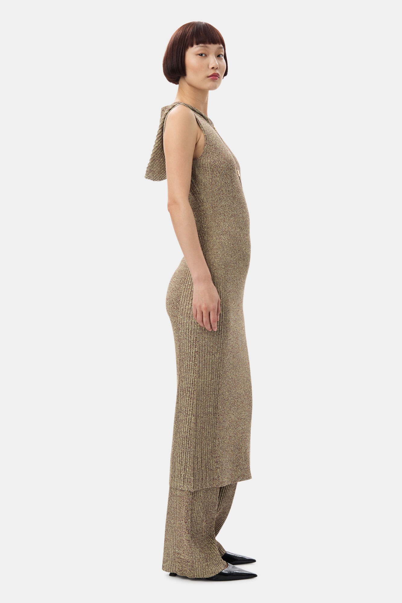 GANNI X PALOMA ELSESSER MELANGE RIB STRAIGHT TROUSERS - 6